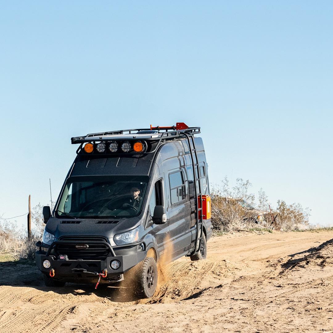 ford camper van conversion on an off-road adventure