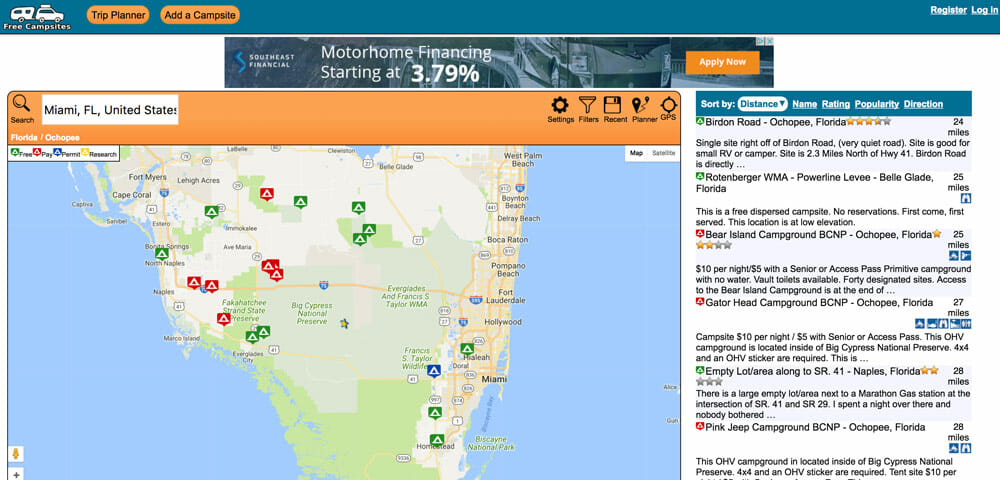 Screenshot of freecampsites.net