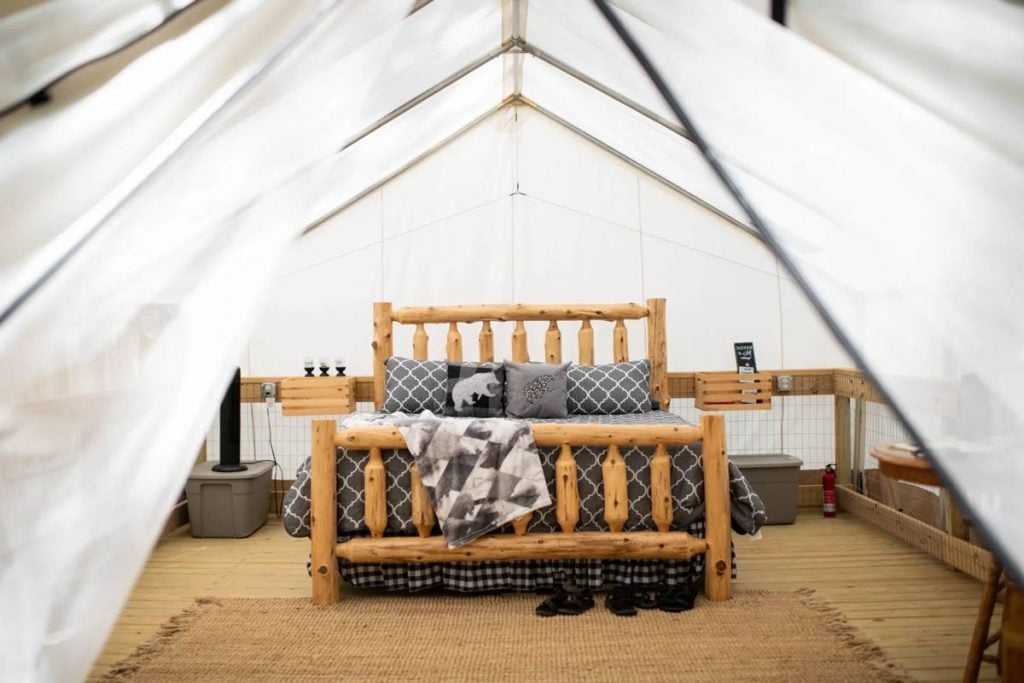 glamping in a north carolina cabin tent rental next to the river