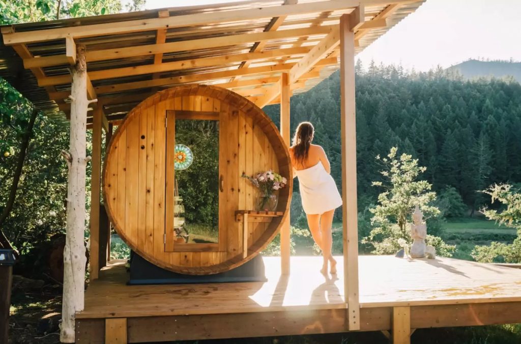 toilet and shower facilities at a luxury glamping camp site in oregon