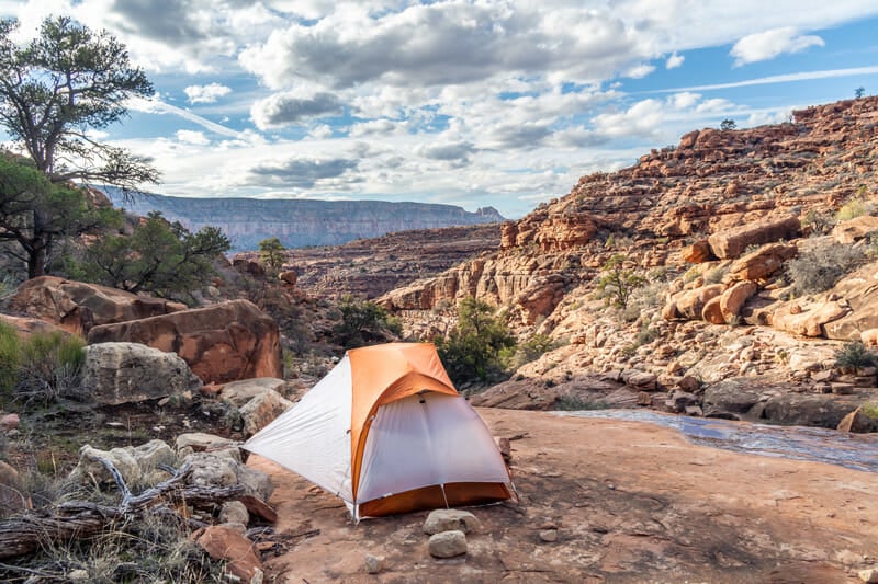 camping at the bottom of the grand canyon
