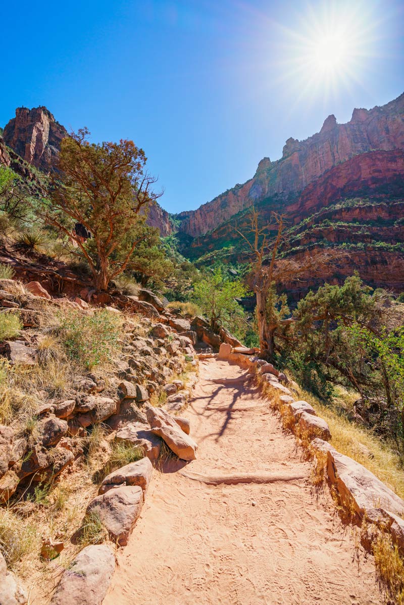 hiking path on the grand canyon bright angel trail