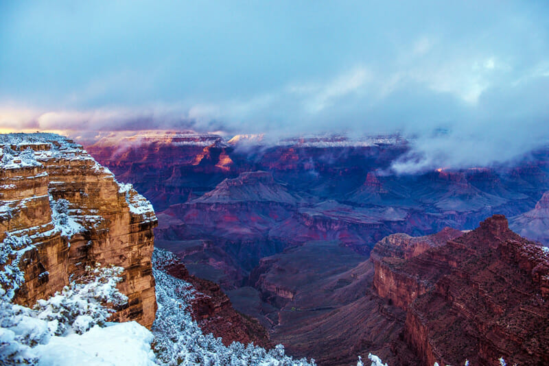 winter in grand canyon national park on the north rim