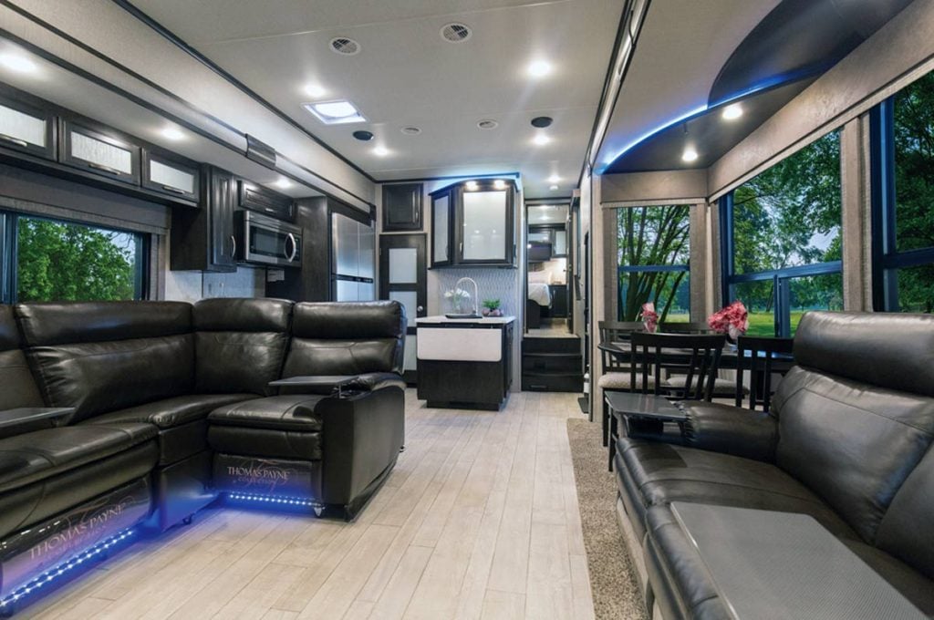 interior of a momentum toy hauler by grand design