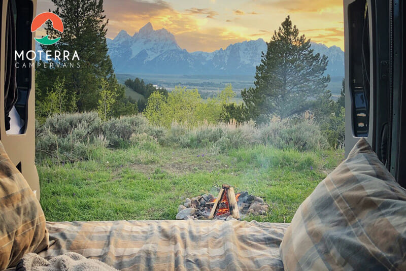 camper van in the grand teton national park, wyoming