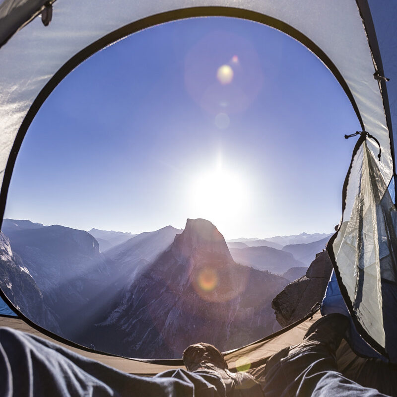 backpacking on the half dome trail in yosemite national park