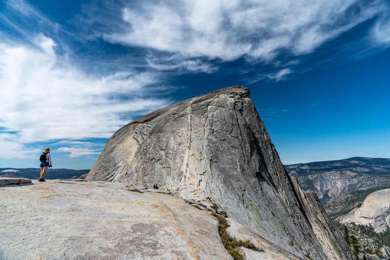 climbing up the half dome hiking trail