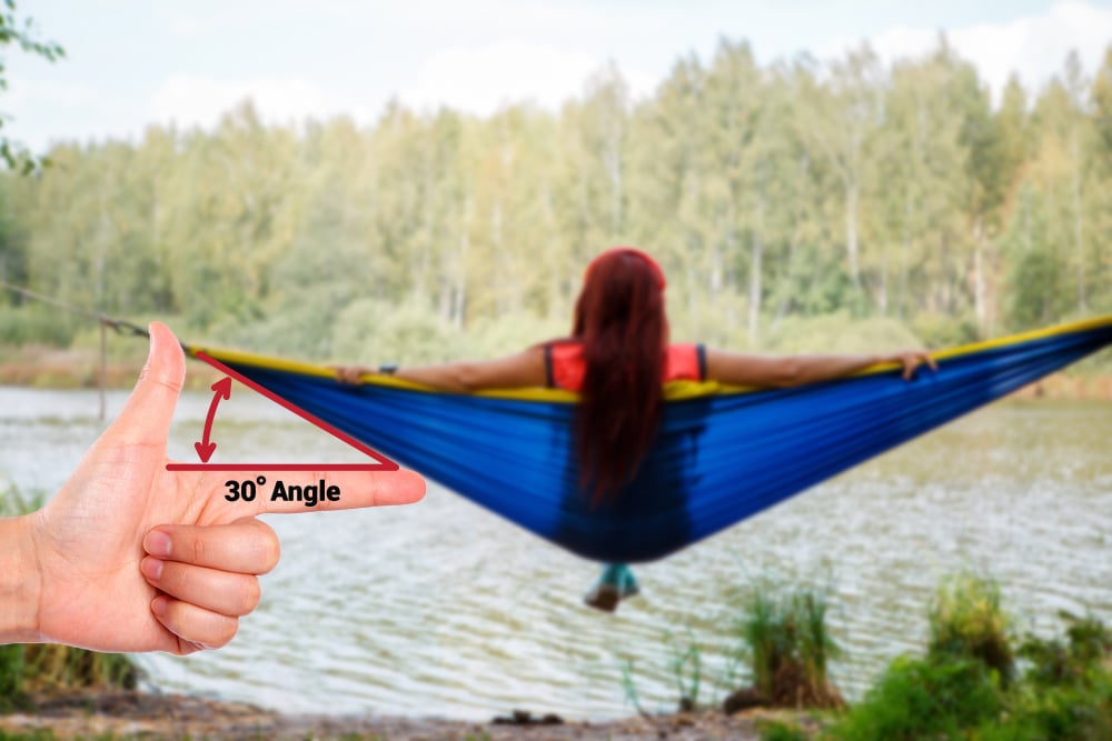 30 degree hang angle when hammock camping