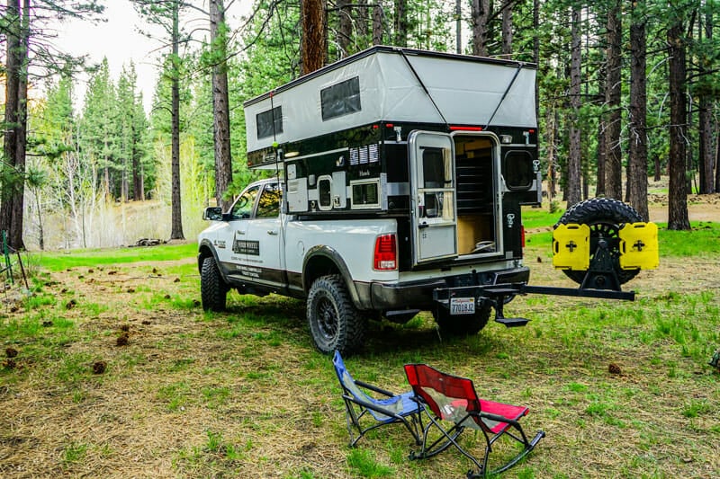 hawk truck camper at the campground