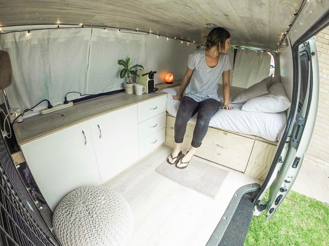 clean van life layout design