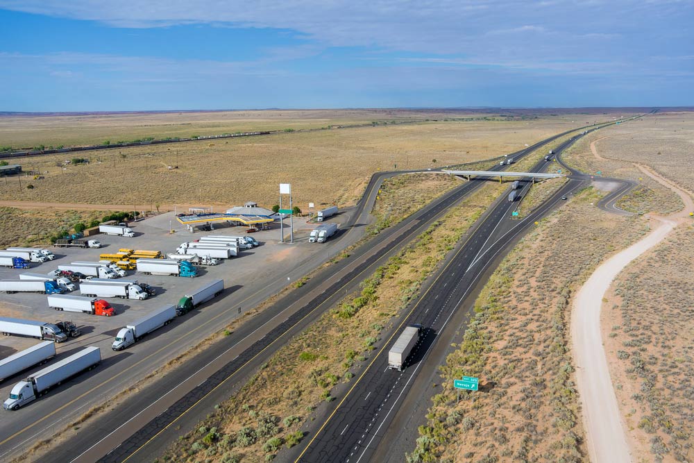 vehicles parked at a highway rest area in new mexico