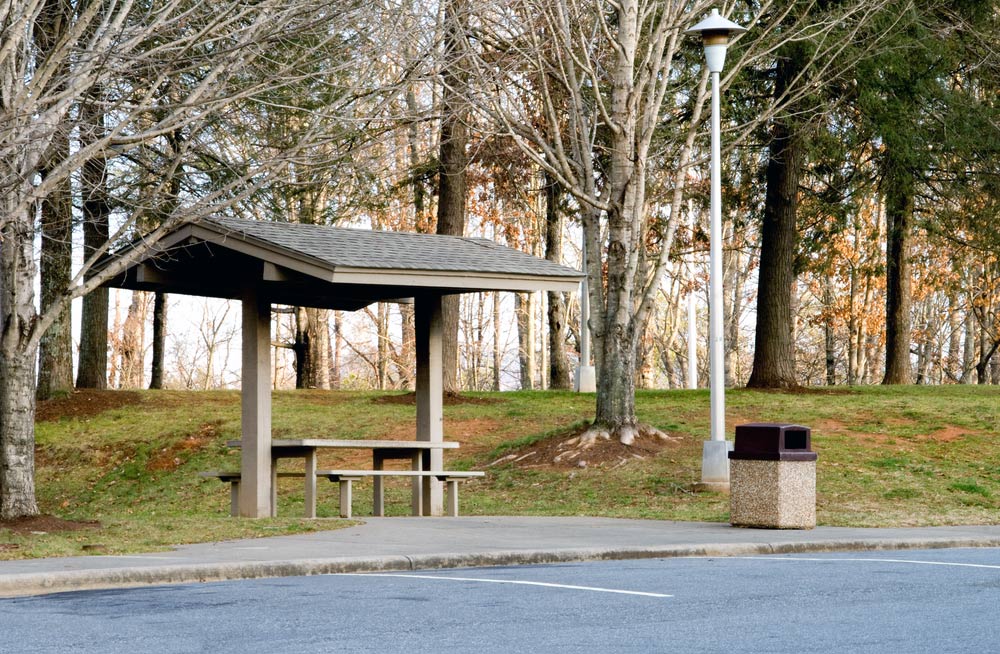 picnic area at a highway rest stop in the united states