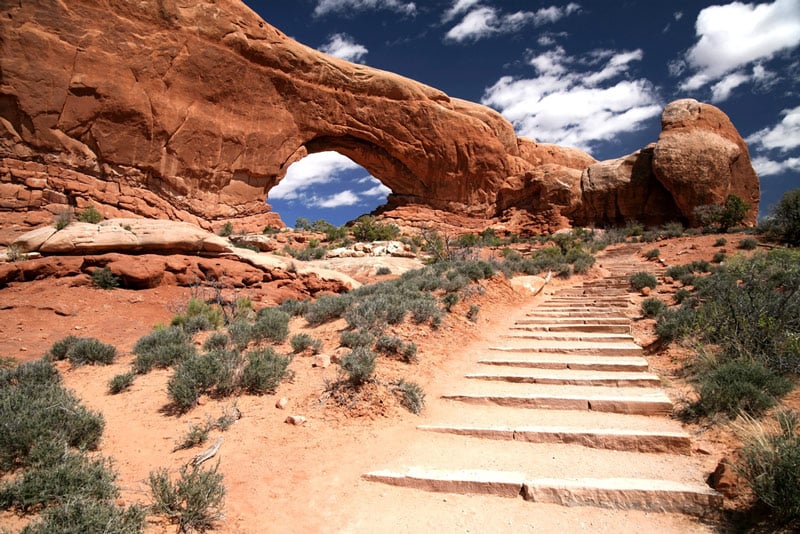 hiking trail in arches national park utah