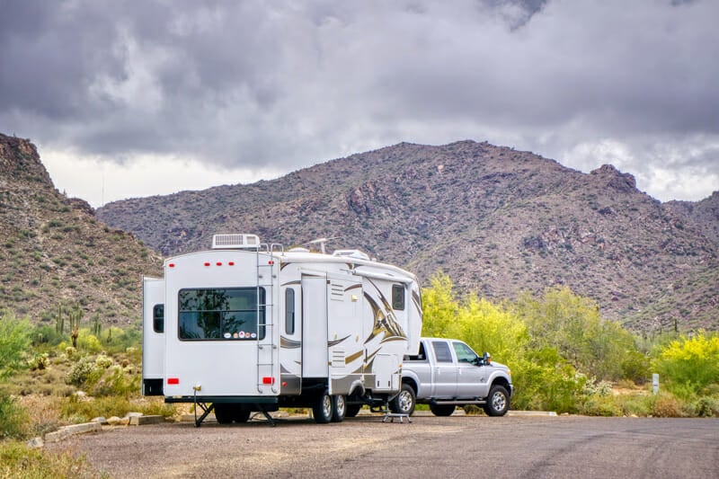 rv camper with an alarm system intalled
