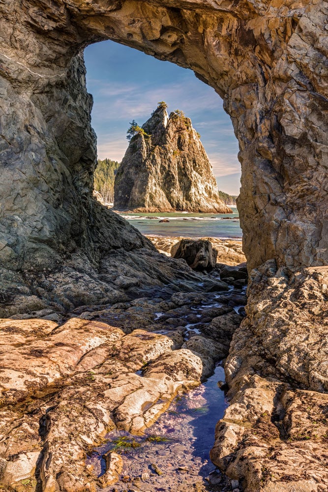 tidepooling at hole in the wall at rialto beach in olympic national park