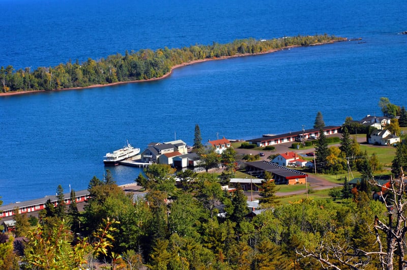 boat docking at isle royal national park in michigan