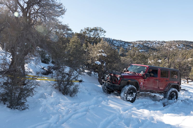 portable winch for recovery when jeeping