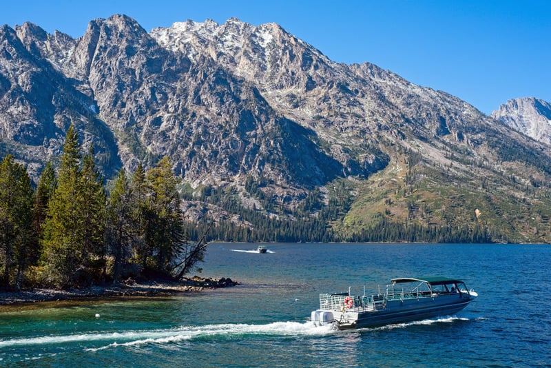 shuttle boat on jenny lake in grand teton national park