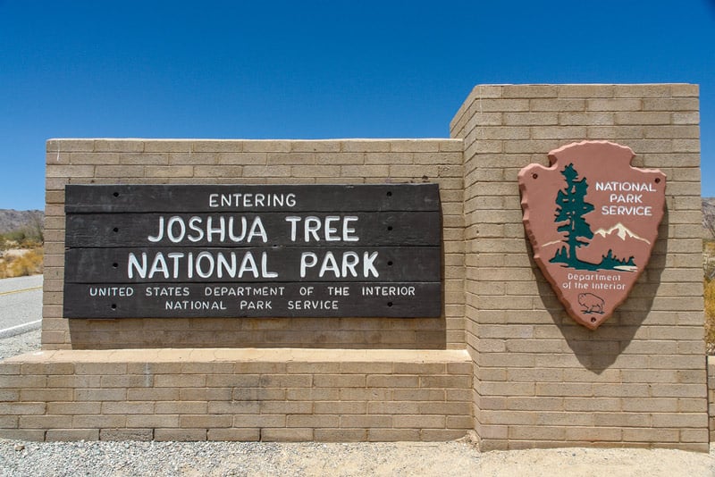 entrance sign to joshua tree national park