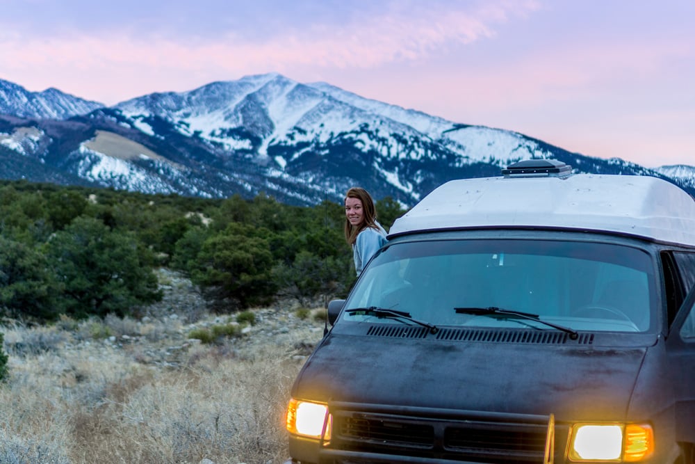 kate moore traveling in a camper van conversion