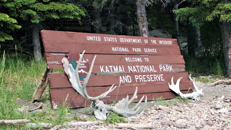 entrance sign to katmai national park