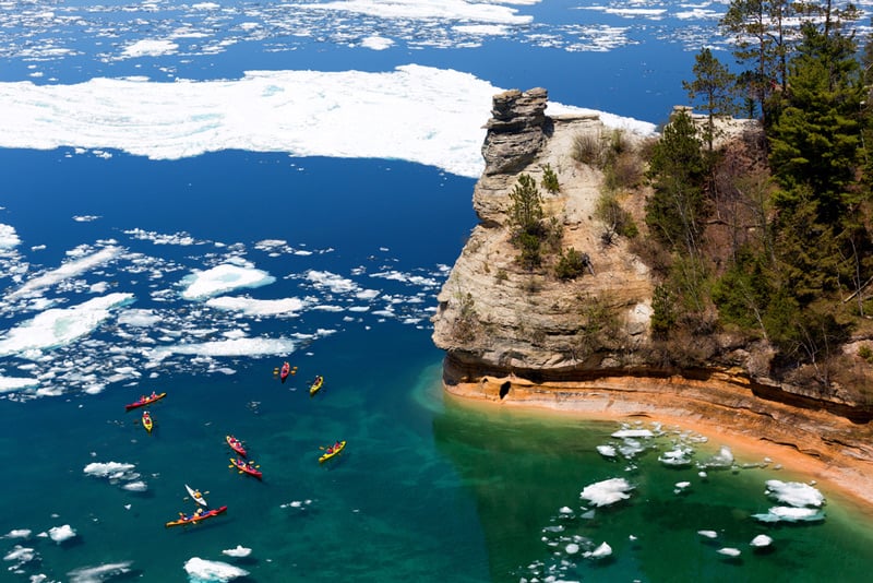 kayaking at pictured rocks national lakeshore in michigan run by the national park service