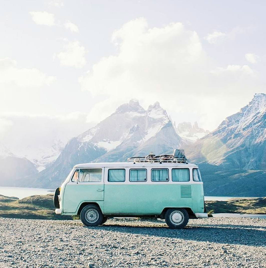 vw travel campervan in the mountains