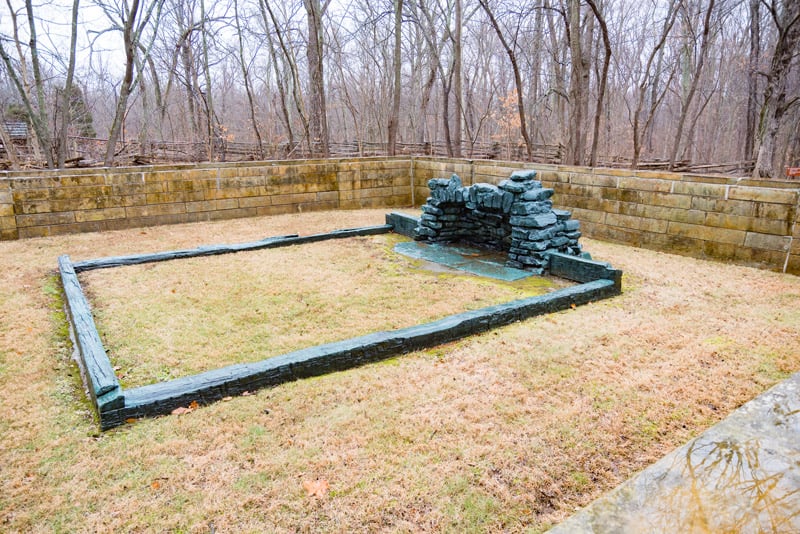 Outline of president Lincoln's boyhood cabin in Indiana