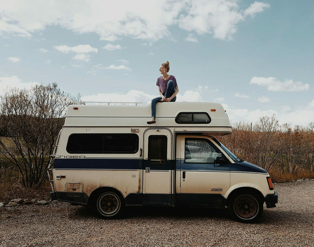 girl living in a camper