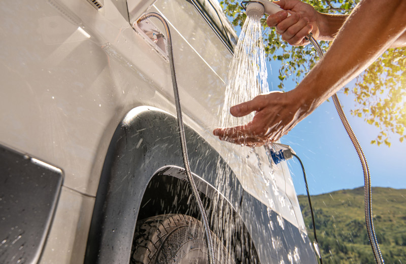 low flow rv shower head and hose upgrade