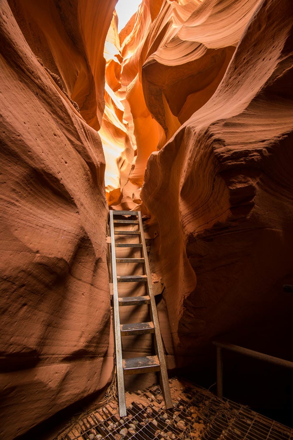 climbing ladders in lower antelope canyon arizona