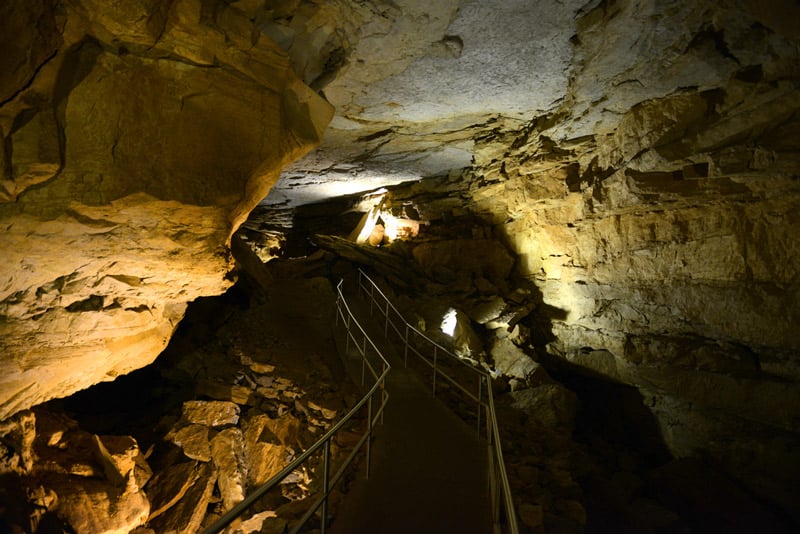 trail through mammoth cave national park in kentucky