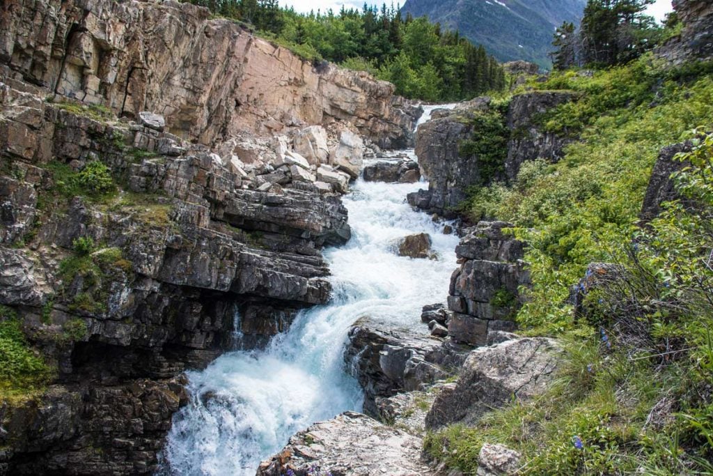 mcdonald falls waterfall in glacier national park montana