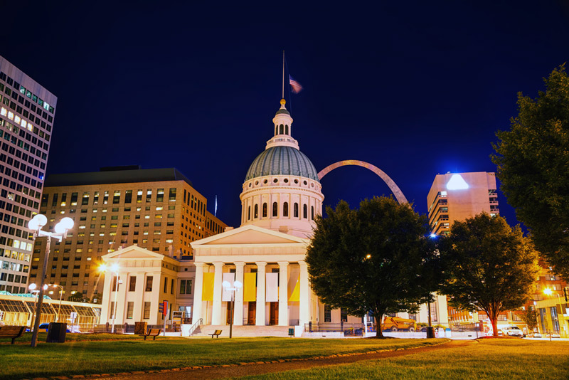 courthouse building in the gateway arch national park in missouri