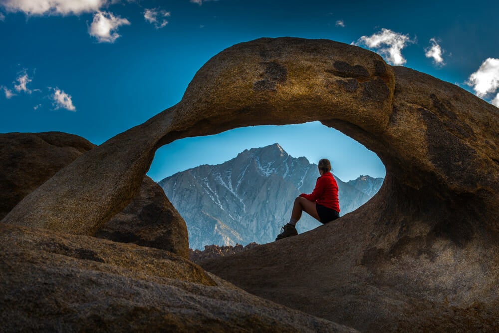 Mobius Arch framing Mt. Whitney in the Alabama Hills, California