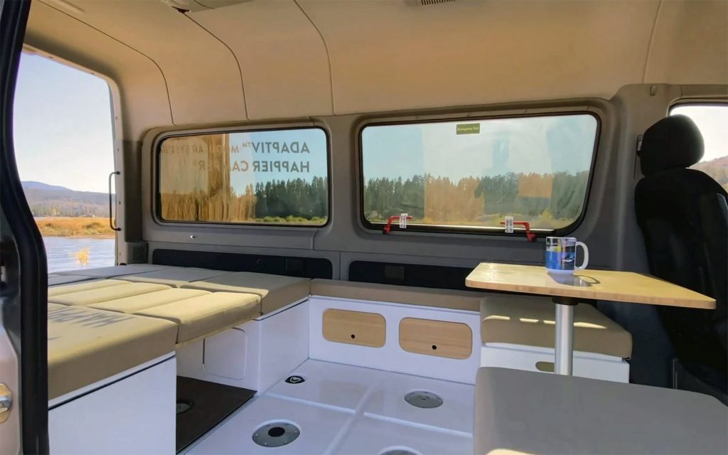 modular camper van conversion kit in a mercedes sprinter