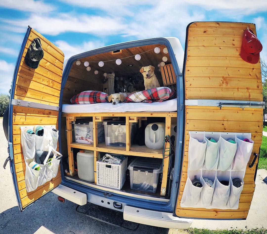 adding storage space to a DIY campervan