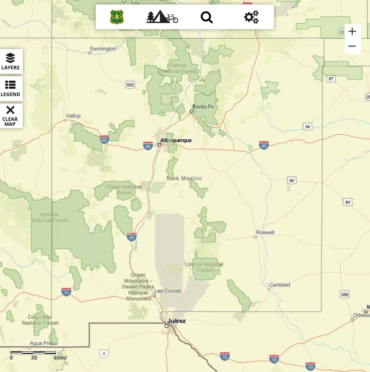 national forest dispersed camping areas in new mexico