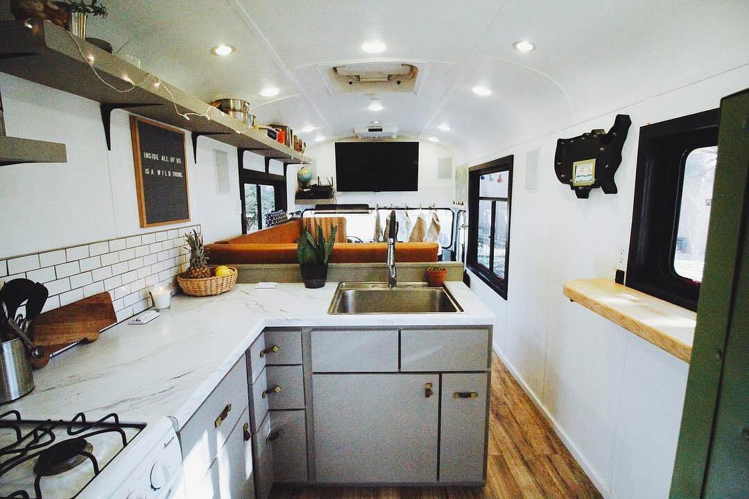 modern skoolie bus conversion design