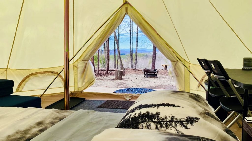 glamping in a yurt near asheville north carolina among the trees