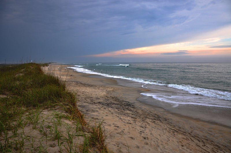 north carolina national seashore park at sunset