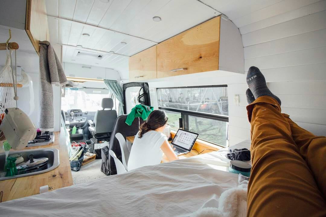 work on the road in a camper like a digital nomad