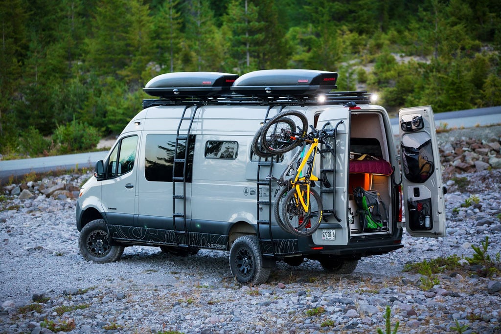 outside van sprinter camper conversion in oregon