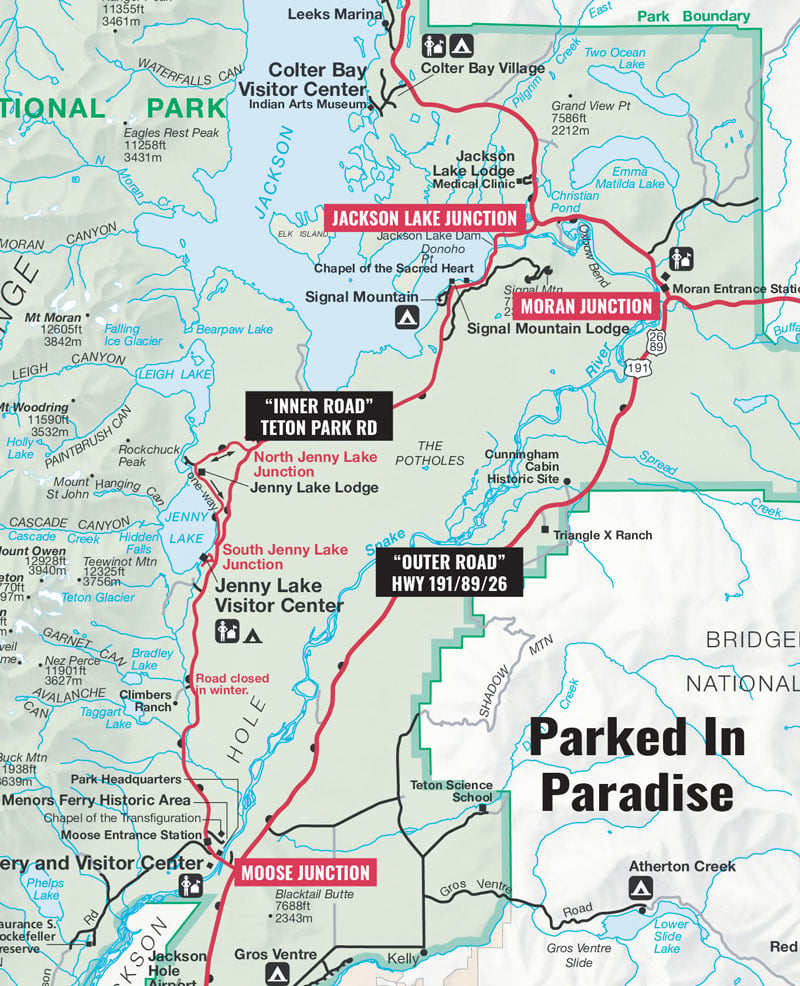 grand teton national park 42-mile scenic loop drive map