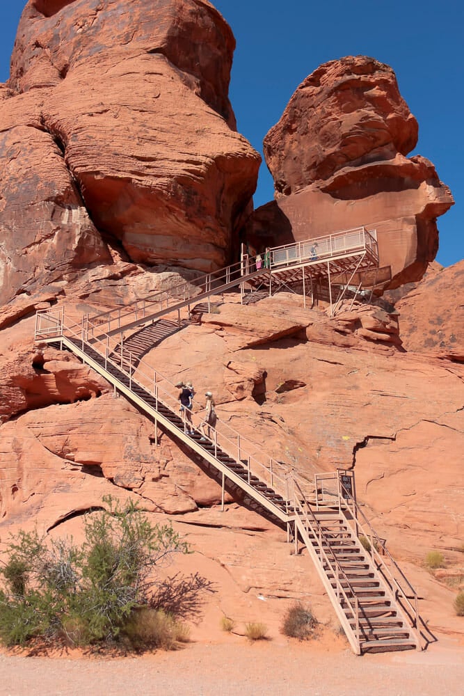 climb to the petroglyphs at valley of fire state park in nevada