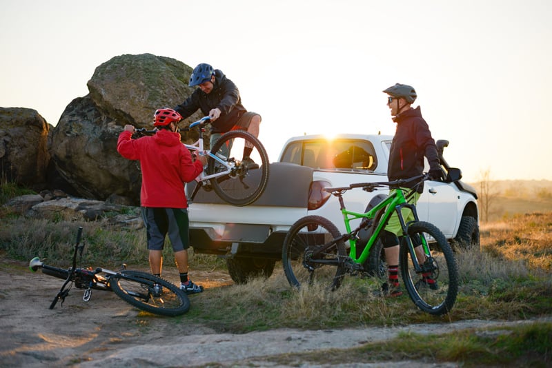 Pickup truck bed bike rack