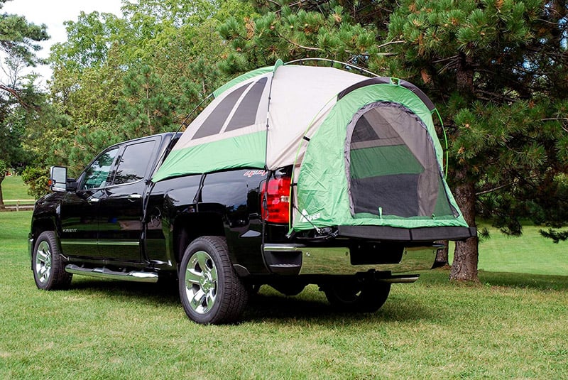 Camping in a pick up truck tent