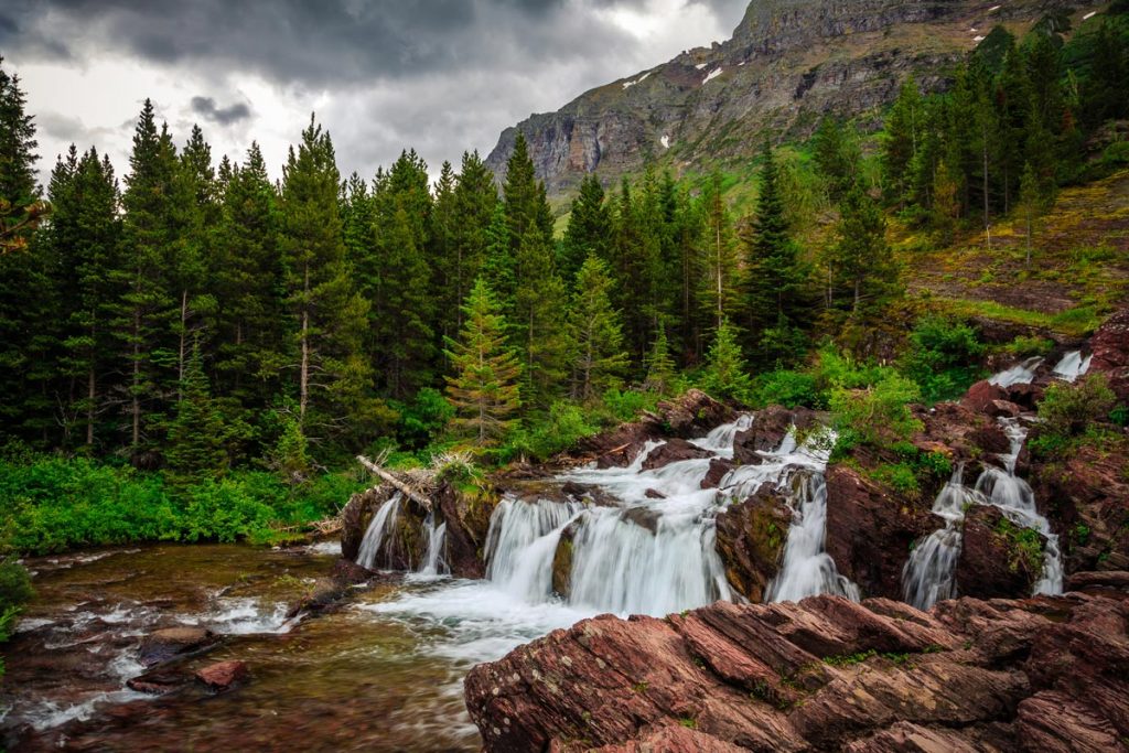 redrock falls in glacier national park montana