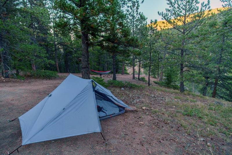 tent in roosevelt national forest near rocky mountain national park