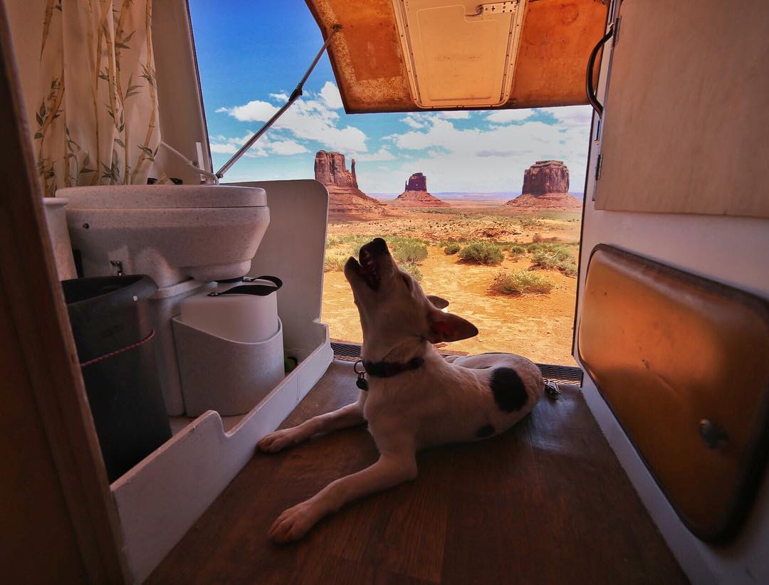 portable toilet in a camper van conversion